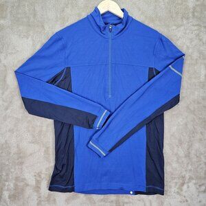 Lululemon Shirt Quarter Zip Mens Size L Blue Athletic Pocket Workout Gym Running